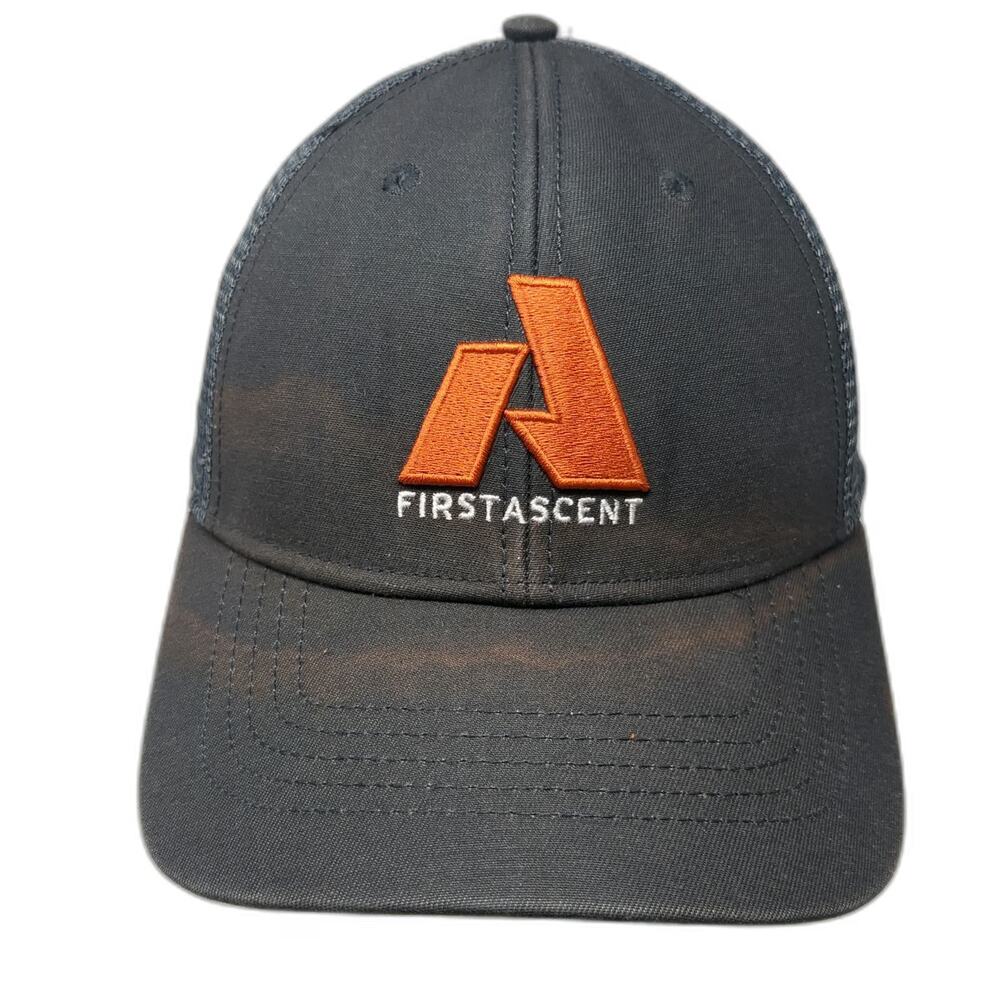 Eddie Bauer First Ascent Gray One Size Trucker Hat Mesh Snapback Orange Logo 3D